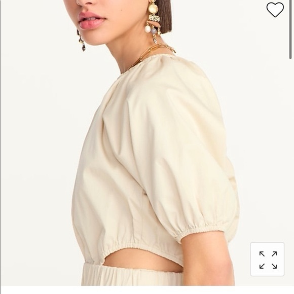 NWT J.Crew Puff-Sleeve Side-Cutout Mini Dress Lightweight Chino Size 22 Sold Out - Picture 2 of 13